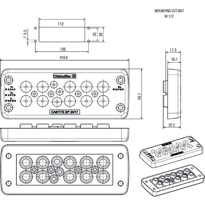 2779350000 - IP66 Cable Entry Plate, 58mm x 149.6mm, TPE Construction  (Pack of 10)