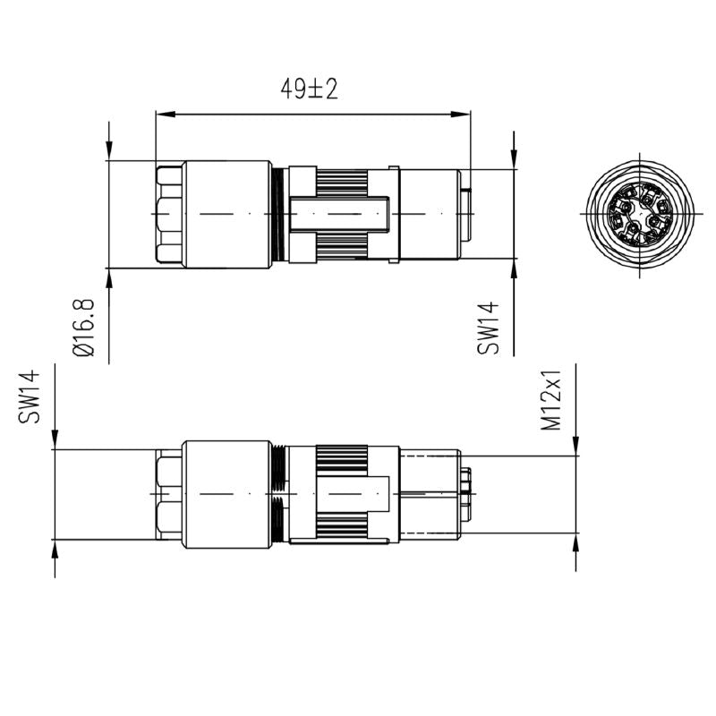 2812410000 - Robust M12 Field Attachable Connector, IP67 Waterproof, 4A, 5-9.7mm