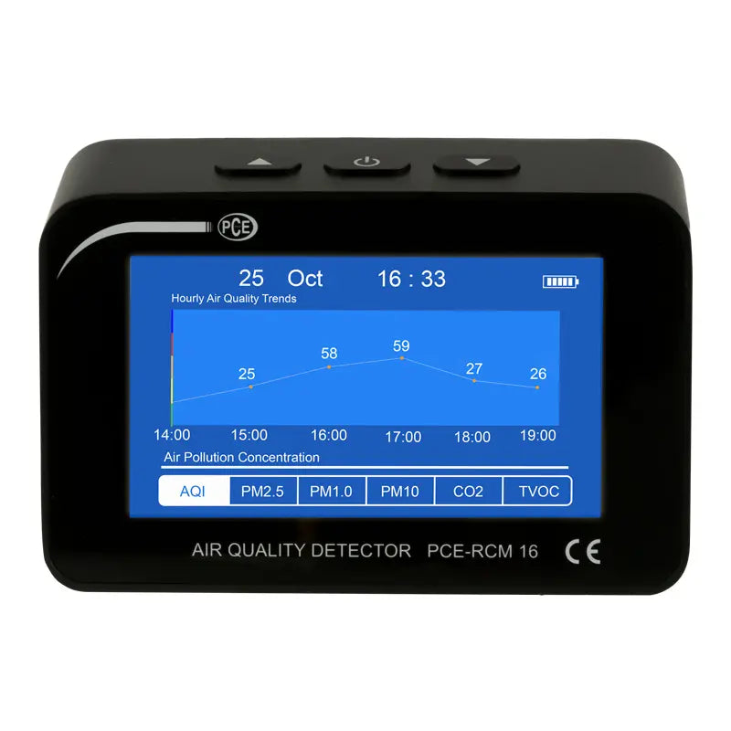 PCE-RCM 16 - 4.3" Air Quality Meter with CO2 and Humidity Monitoring