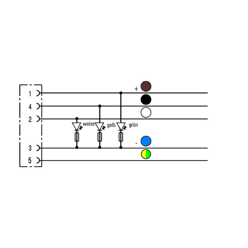 1022930150 - 1.5m M12 5-Pole Sensor Line with LED Indicator