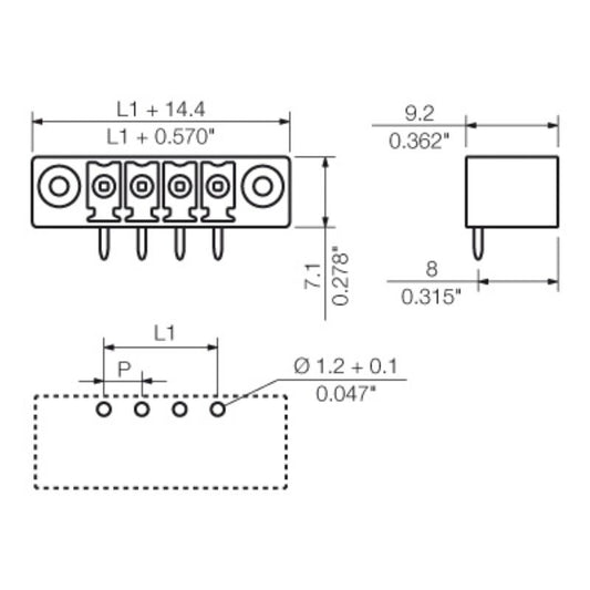 1037150000 - 3.81mm 16-Pole Male Connector with 270° Elbow  (Pack of 50)