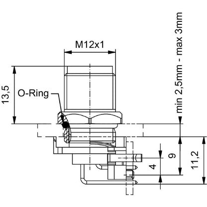 2424320000 - M12 4-Pole PCB Connector with IP67 Protection  (Pack of 10)