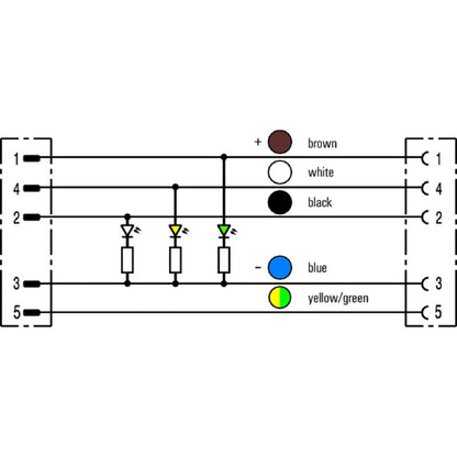 1963920300 - 3m Non-Shielded M12 Cable with 5 Poles & LED Indicator