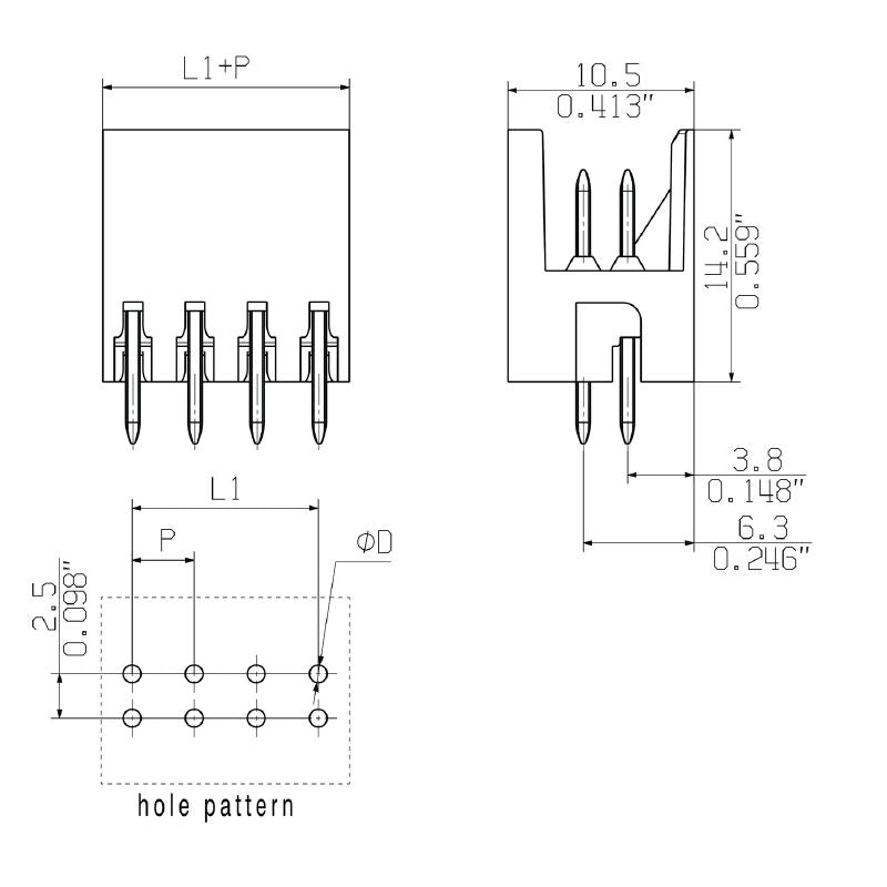 1729110000 - 3.5mm Pitch Male Header Connector with 180° Orientation  (Pack of 174)