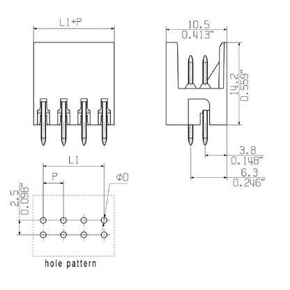 1729110000 - 3.5mm Pitch Male Header Connector with 180° Orientation  (Pack of 174)
