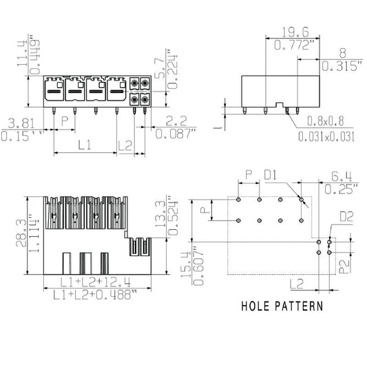 2529100000 - 4-Pole 7.62mm PCB Male Header Connector, Tinned Pins  (Pack of 36)