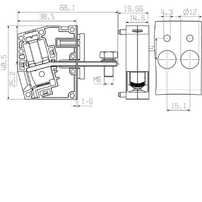 2444790000 - 25mm² RoHS Compliant Feed-Through Terminal, Direct Mounting  (Pack of 50)