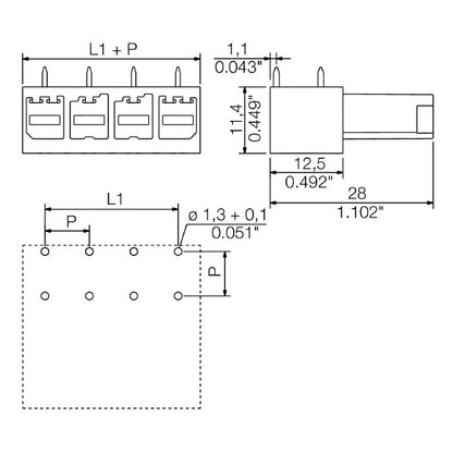 1929330000 - 5-Pole 7.62mm PCB Header Connector with 270° Angle  (Pack of 50)