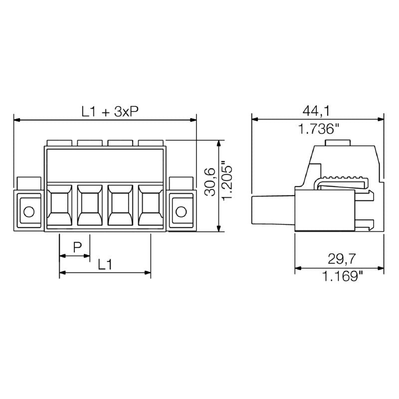 1254970000 - 10.16mm PCB Female Connector, 4 Poles, 180° Angle  (Pack of 20)