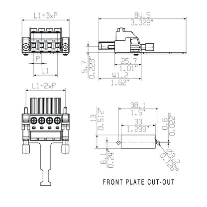 1933340000 - 7.62mm 3-Pole RoHS PCB Connector with 180° Clamping  (Pack of 50)