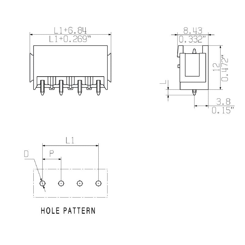 1147300000 - 5.08mm THT Male Header PCB Connector with Dovetails  (Pack of 100)
