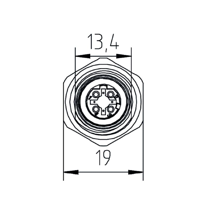 2664780000 - M12 Female Connector for 4 Poles, 4-9mm Cable Diameter
