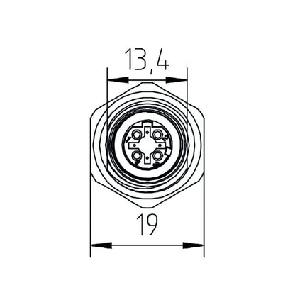 2664780000 - M12 Female Connector for 4 Poles, 4-9mm Cable Diameter