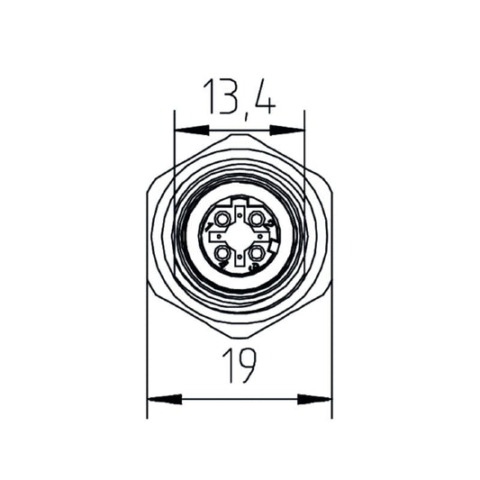 2664780000 - M12 Female Connector for 4 Poles, 4-9mm Cable Diameter