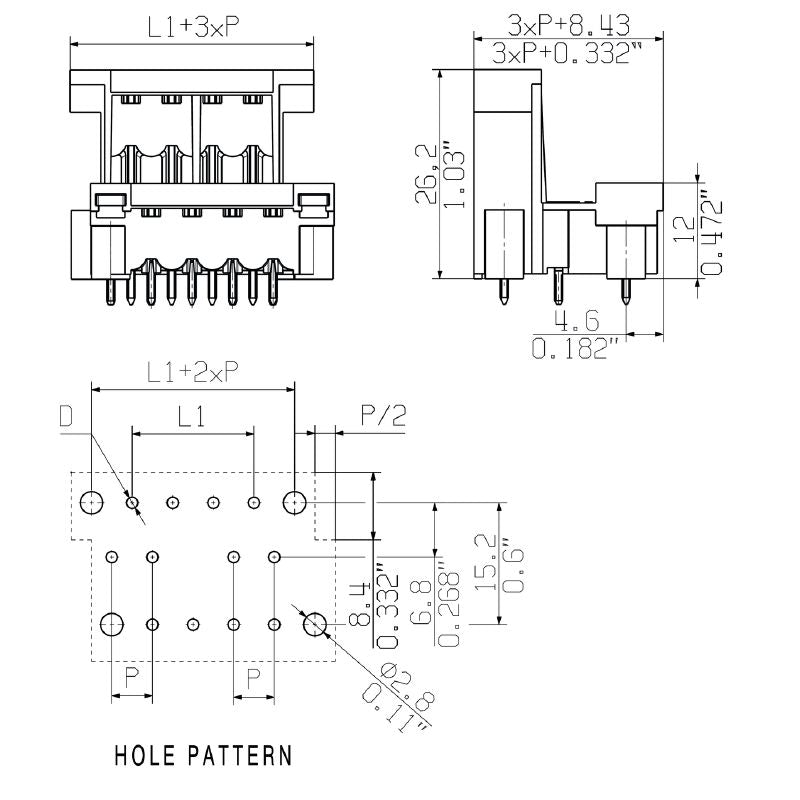 1889290000 - 5.08mm 40-Pole THR Header Connector with Black Solder Pins  (Pack of 8)