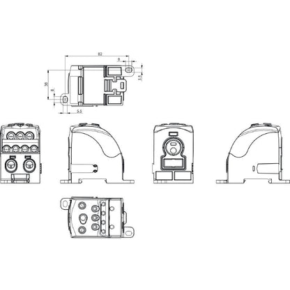 1562090000 - Light Grey Connector Terminal 185 mm², 10 Connection Points