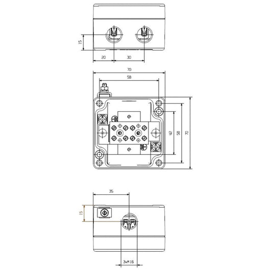8000004202 - IP66 Rated M16 Terminal Box, Untreated Aluminium, 45mm Depth