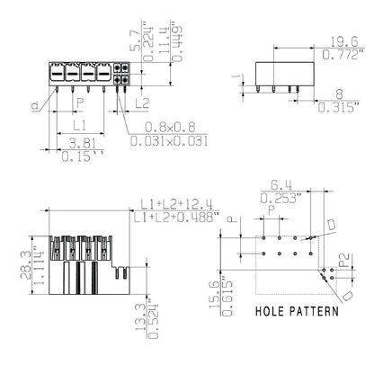 1157040000 - 7.62mm 2-Pole Male PCB Connector, 90° Angle, THT Solder  (Pack of 60)