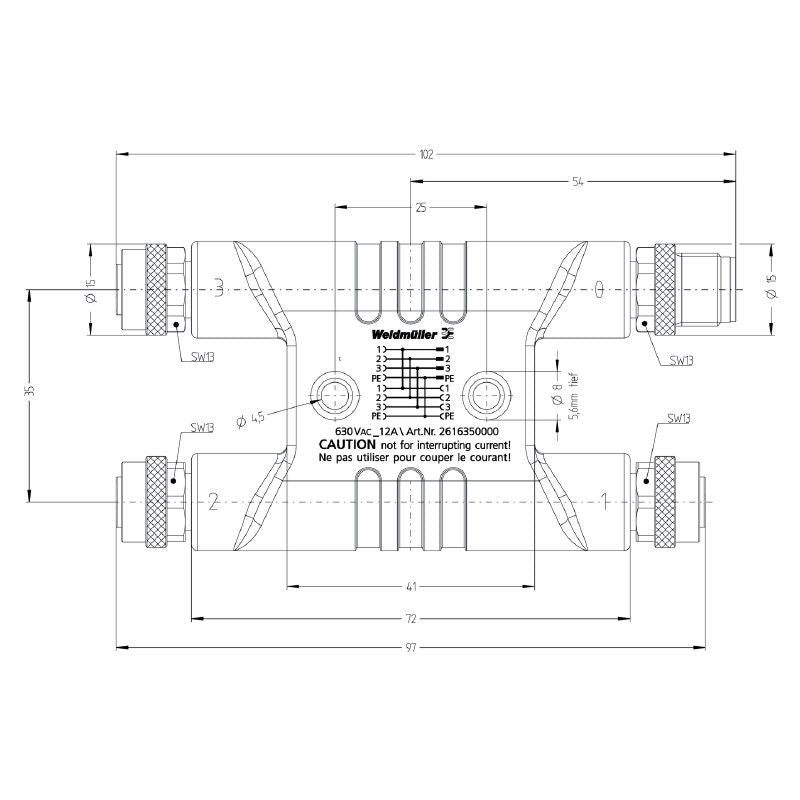 2616350000 - Lightweight IP67 Y Connector with Durable TPU Housing