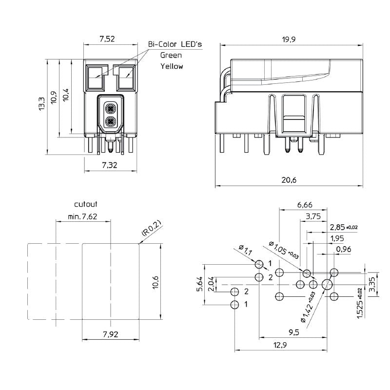 2795120000 - 90° PCB Connector, 2 Pole, 1.80 mm Pitch, THT/THR  (Pack of 100)