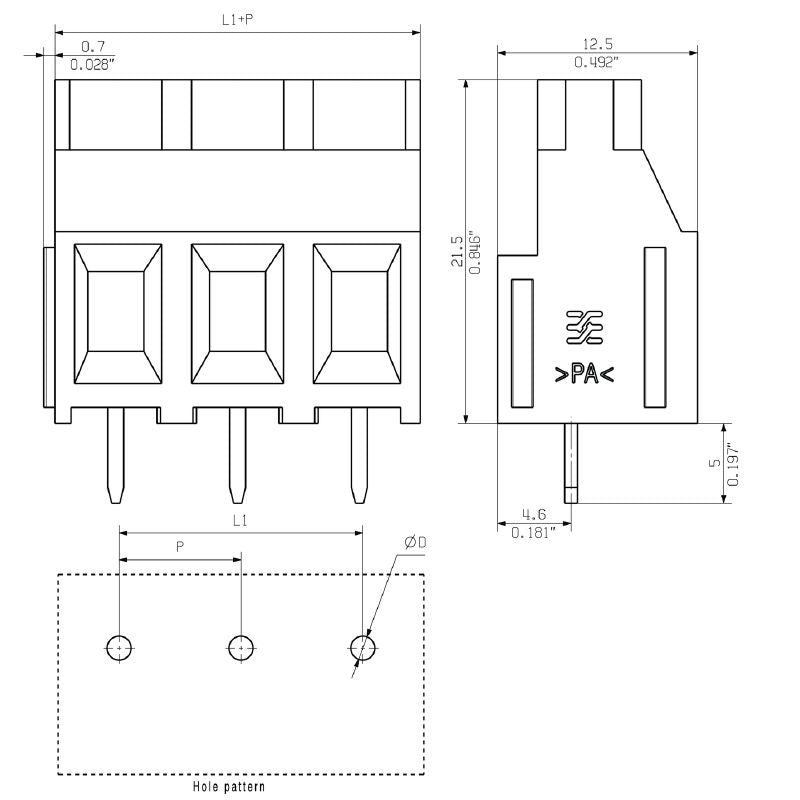 2727230000 - IEC Compliant 12.5mm x 21.5mm Electrical Connector  (Pack of 120)
