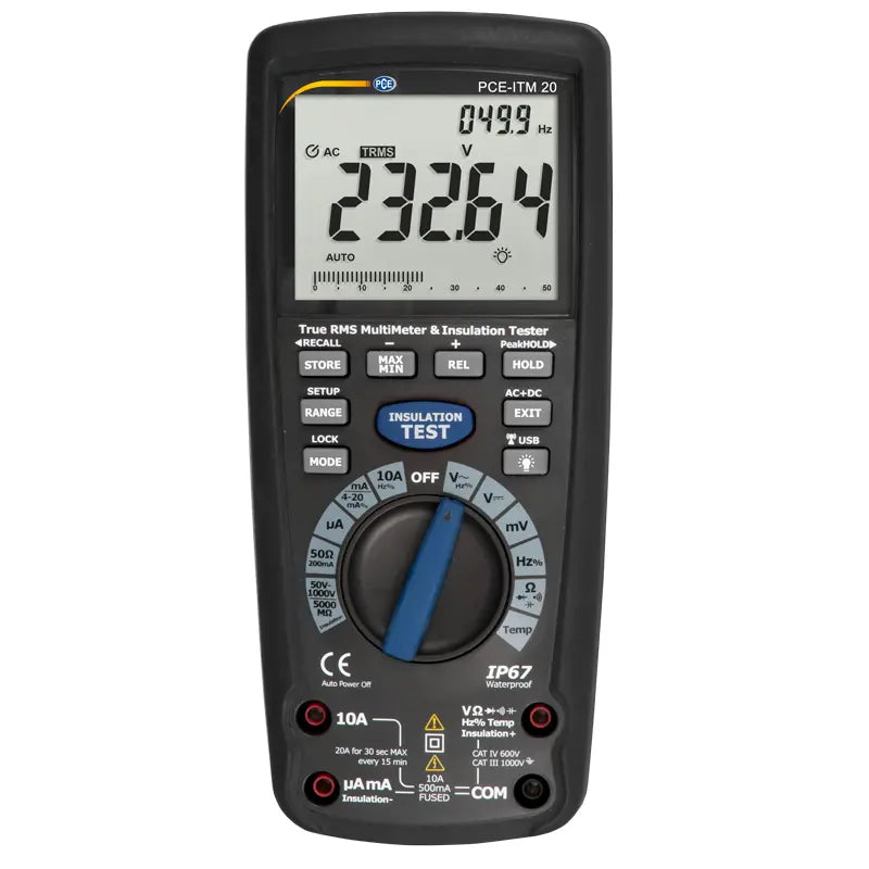 PCE-ITM 20 - 1000V Multimeter & Insulation Tester with Large LCD