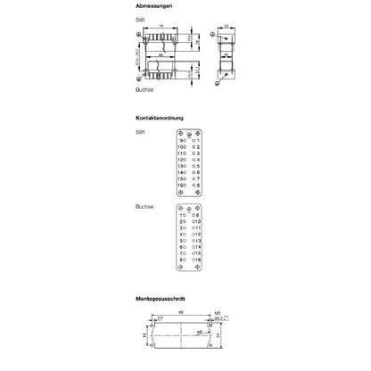 1873890000 - 16-Pole Male Connector, 250V, Durable Copper Alloy