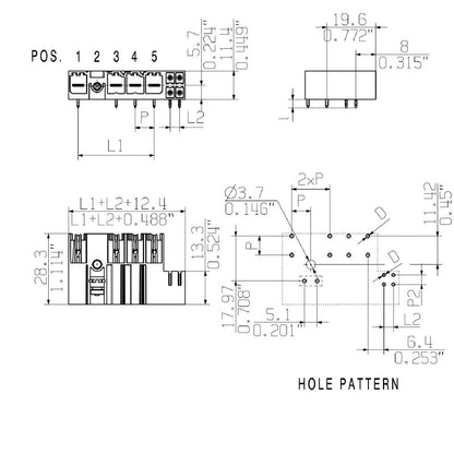 1156840000 - 7.62mm Male PCB Connector, 3 Poles, Black Box  (Pack of 36)