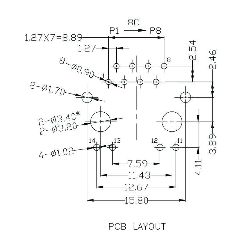 1534750000 - 8-Pole RJ45 Transformer Jack for PCB, 180° Mounting  (Pack of 120)