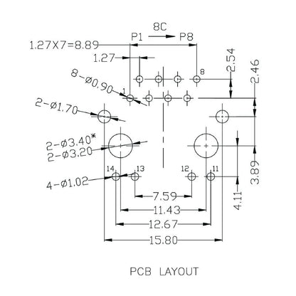 1534750000 - 8-Pole RJ45 Transformer Jack for PCB, 180° Mounting  (Pack of 120)