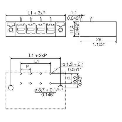 1929520000 - 7.62mm PCB Female Header Connector with 2 Poles and Black Flange  (Pack of 100)