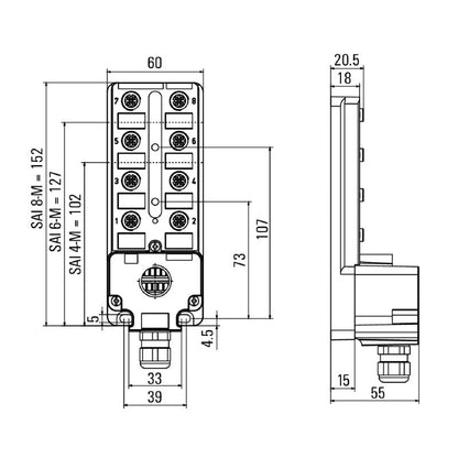 1782740000 - A-Coded M12 Hood with LED, 152mm Depth
