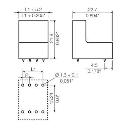 1035630000 - 3.81mm 32-Pole Male PCB Connector with THT/THR Solder Pins  (Pack of 20)