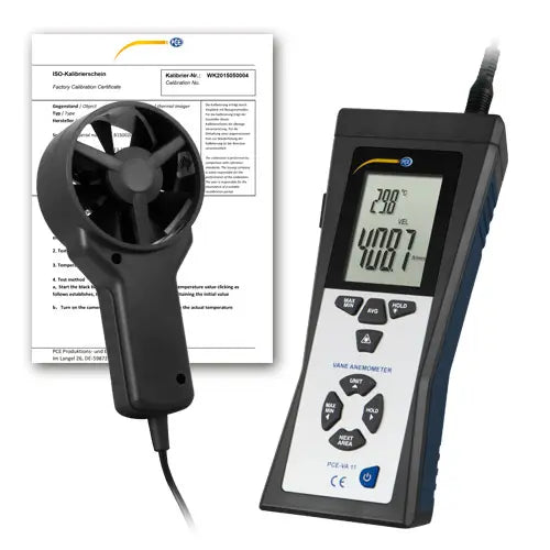 PCE-VA 11 - HVAC Meter for Airflow & Temperature with ISO Calibration