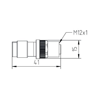 2968410000 - M12 Field Attachable Connector, 4-9mm Cable, IP67 Rated