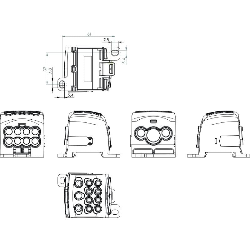 2521730000 - WPD 107 Distributor Terminal, 11 Connections, 270A, 1000V