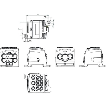 2521730000 - WPD 107 Distributor Terminal, 11 Connections, 270A, 1000V