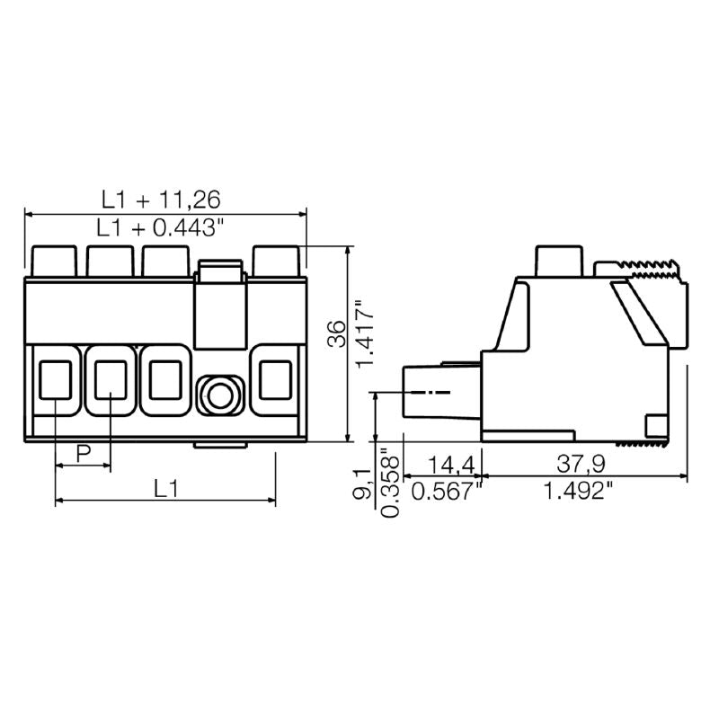 2729920000 - 10.16mm Pitch PCB Connector, 4-Pole Clamping Yoke, 180° Angle  (Pack of 18)