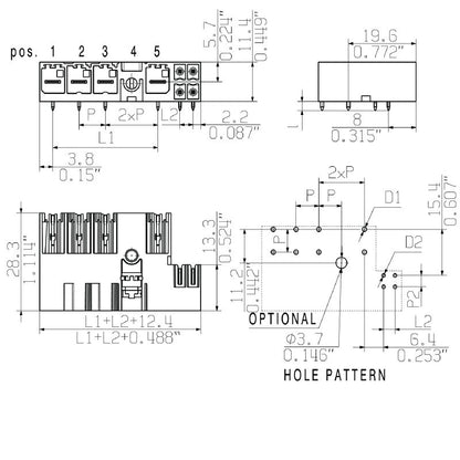 2529870000 - 5-Pole 7.62mm PCB Connector with 90-Degree Angle Design  (Pack of 30)