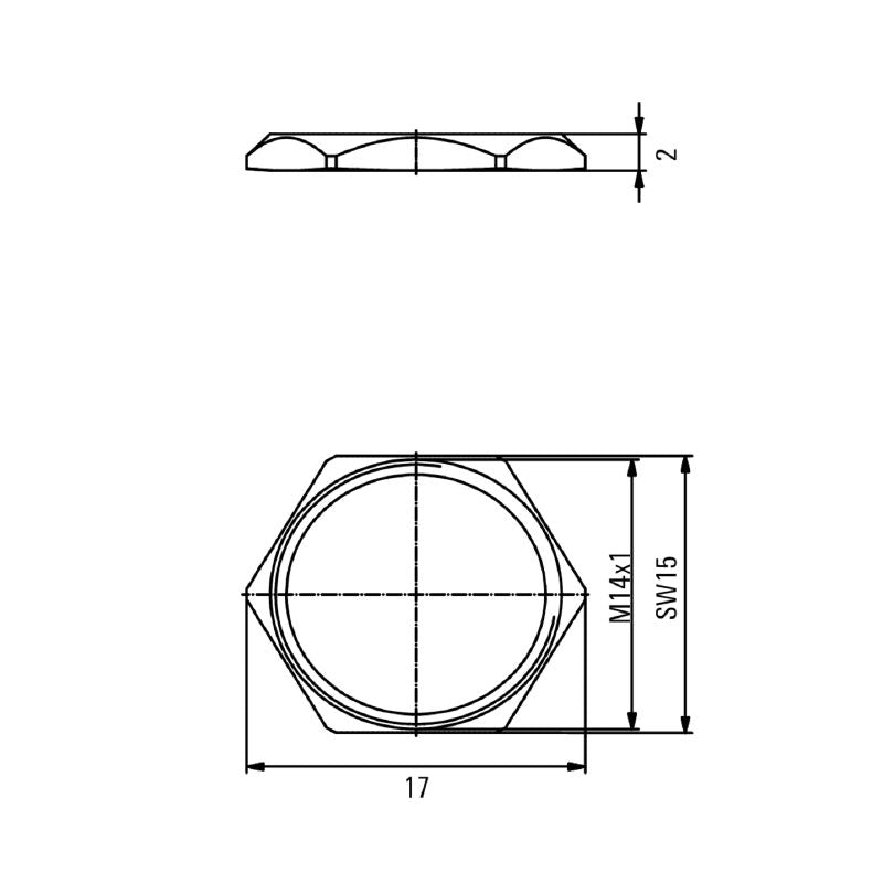 2424010000 - Nickel-Plated M14 Locknut for PCB Connectors  (Pack of 25)