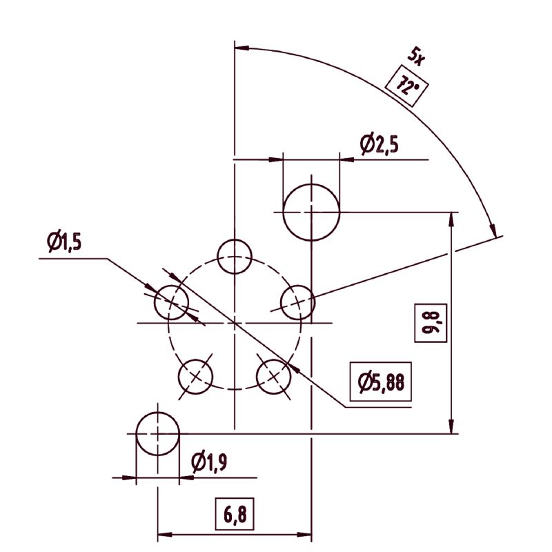 2530910000 - M12 Built-in Plug with M16 Mounting Thread and 5 Poles