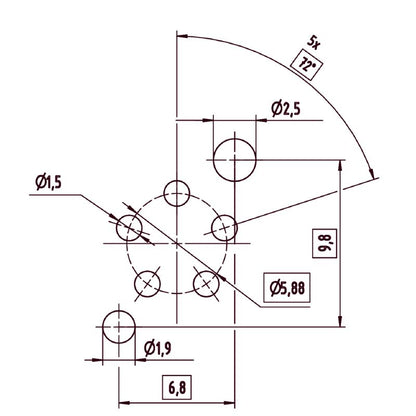 2530910000 - M12 Built-in Plug with M16 Mounting Thread and 5 Poles