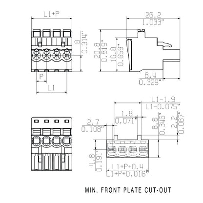 1980170000 - 5.00mm PCB Connector, 2-Pole, 90° Push-In Design  (Pack of 180)