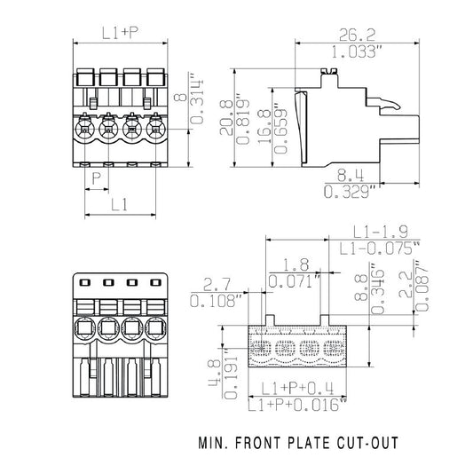 1980170000 - 5.00mm PCB Connector, 2-Pole, 90° Push-In Design  (Pack of 180)