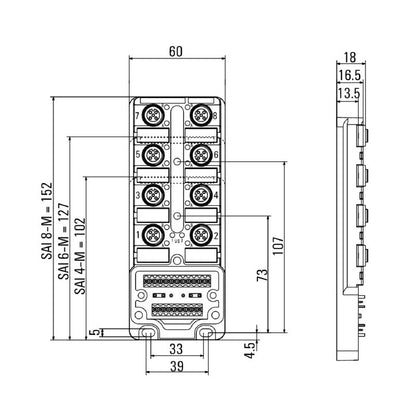 1705931000 - IP68 Hood Distributor, A-Coded Plugs, 10A Capacity  (Pack of 2)