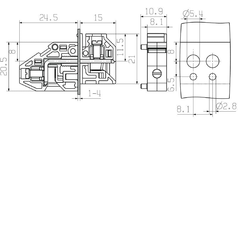 1936630000 - Grey 4 mm² Feed-Through Terminal for Direct Mounting  (Pack of 50)