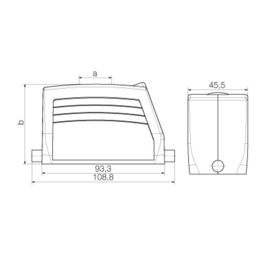 1657960000 - Compact IP65 HDC Enclosure, 61mm Height x 45.5mm Width