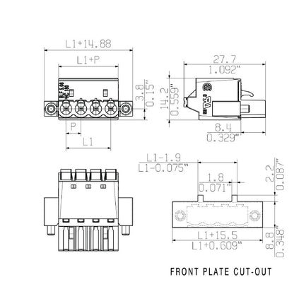 1401480000 - 5.08mm Female PCB Connector, 2-Pole 180° Angle  (Pack of 90)