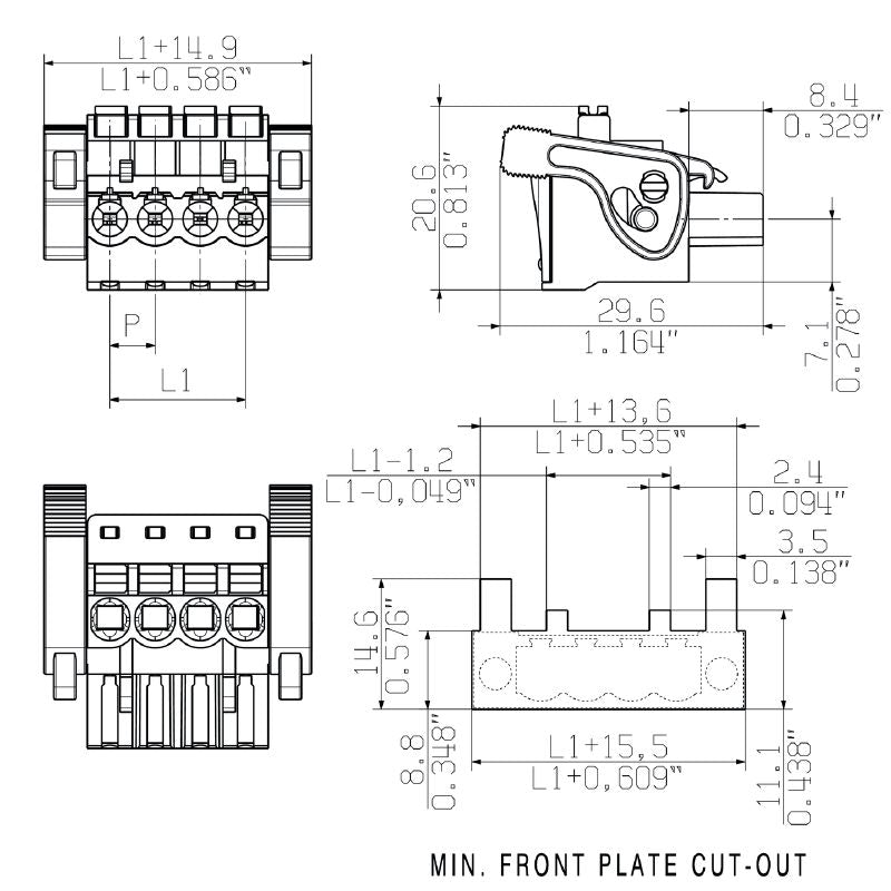 1000430001 - 5.08mm Female PCB Plug Connector with 4 Poles & 90° Angle  (Pack of 60)