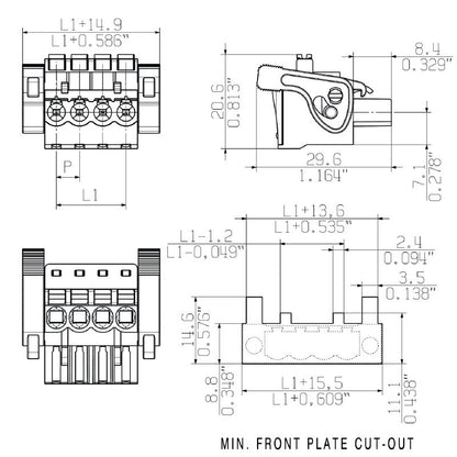 1000430001 - 5.08mm Female PCB Plug Connector with 4 Poles & 90° Angle  (Pack of 60)